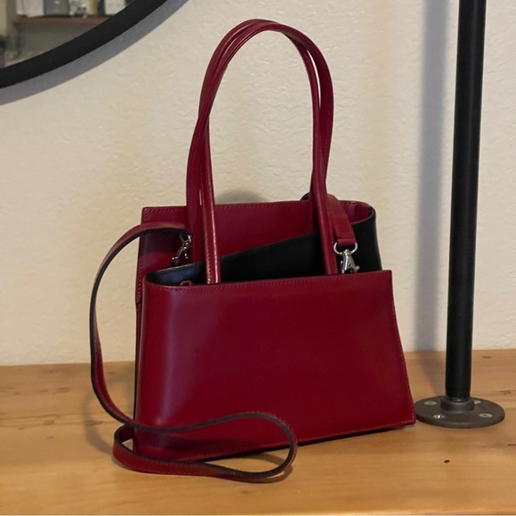 Panache Handbags - Panache Made in Paris | Asymmetrical Crossbody, Small,  black/red Leather Purse